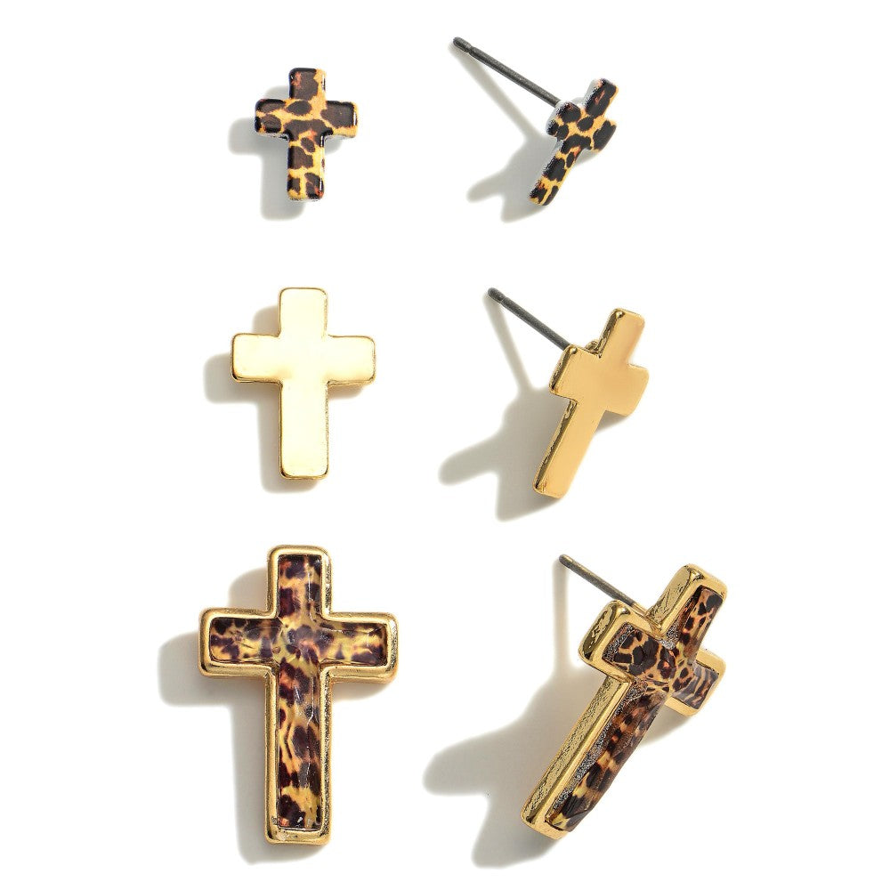 Set Earrings Cross (3)