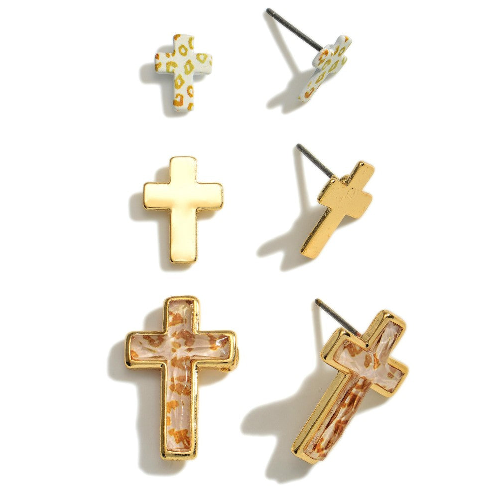 Set Earrings Cross (3)